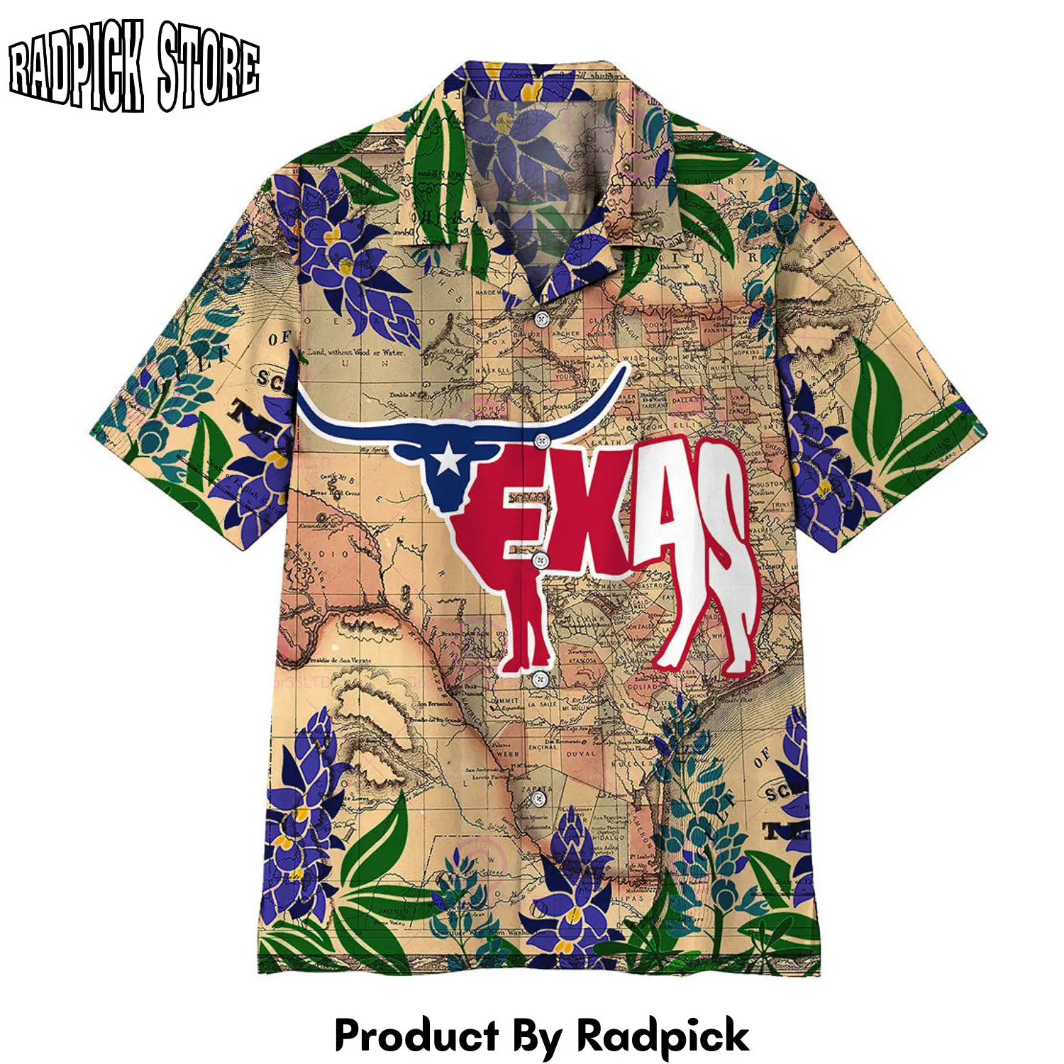 Radpick 3d longhorn flag texas hawaii shirt rp292595